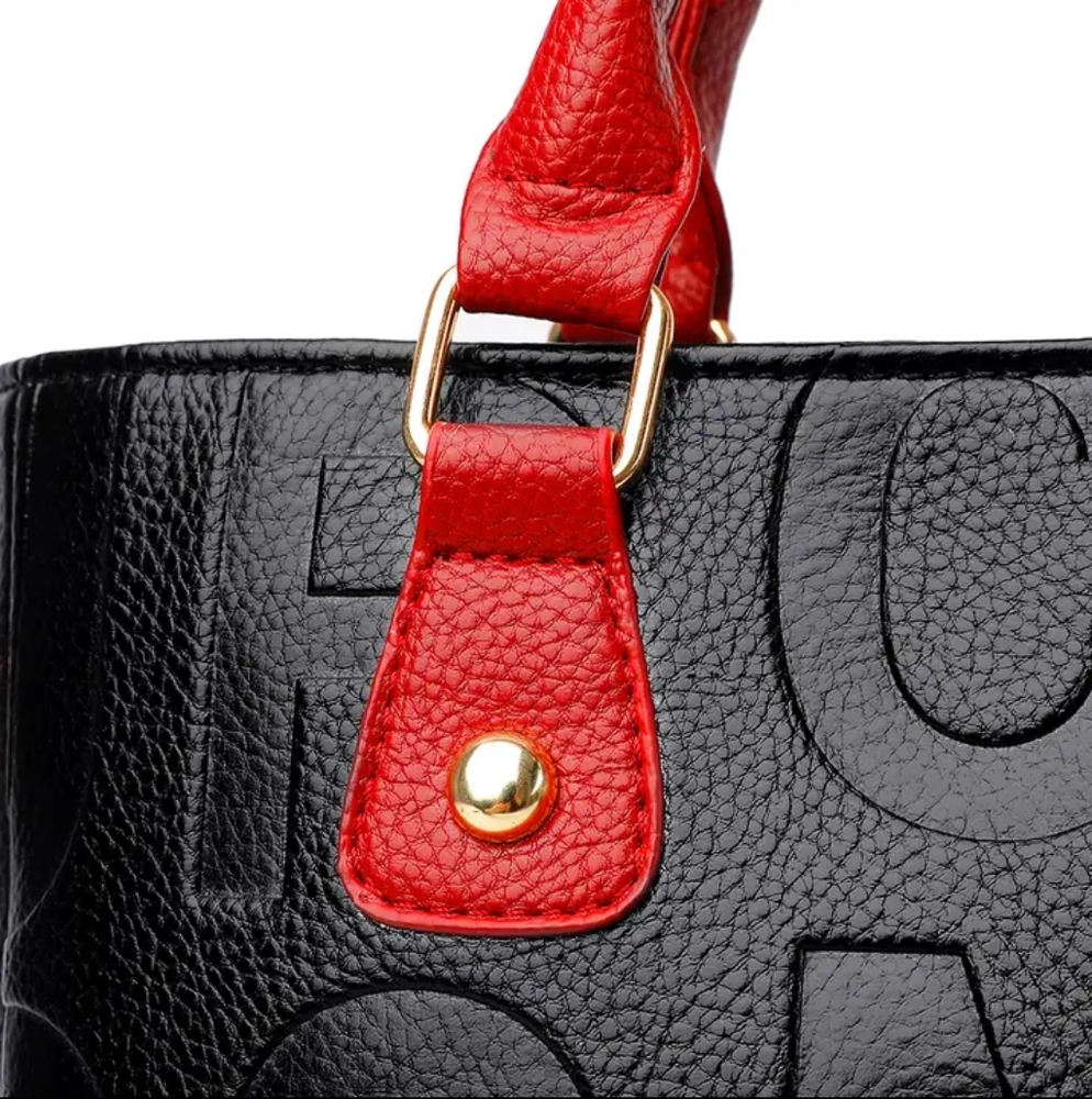 NEW DESIGNER INSPIRED Letter Leather Handbag & Matching Clutch - Picture 8 of 14